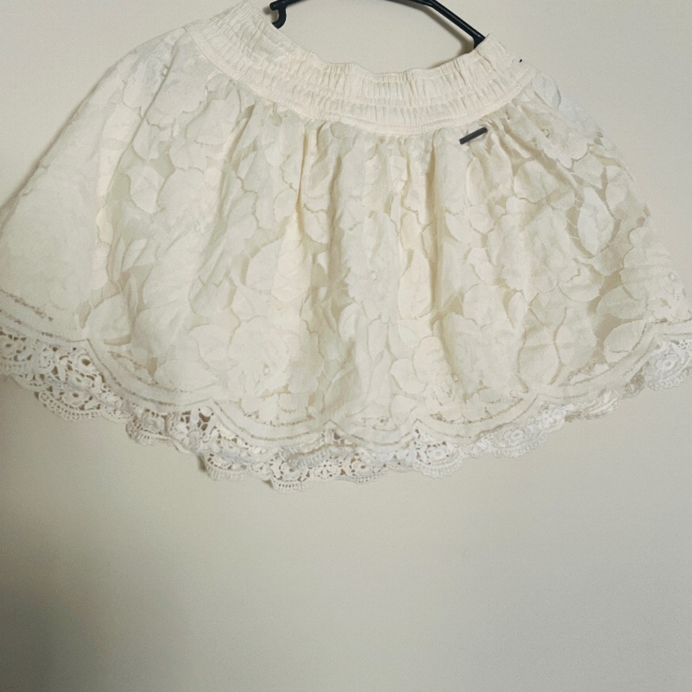 Abercrombie Fitch Skirt Womens S Beige Mini Floral Lace Pull On